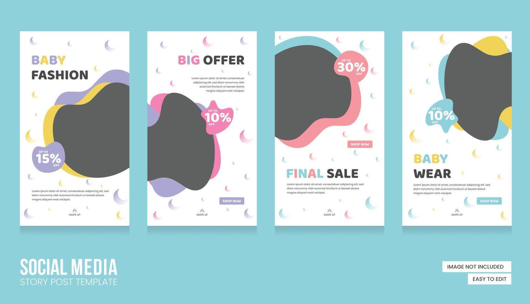 Baby shop social media stories post. Modern and creative baby shop story template. Abstract Minimalistic baby stories concept. EPS illustration vector