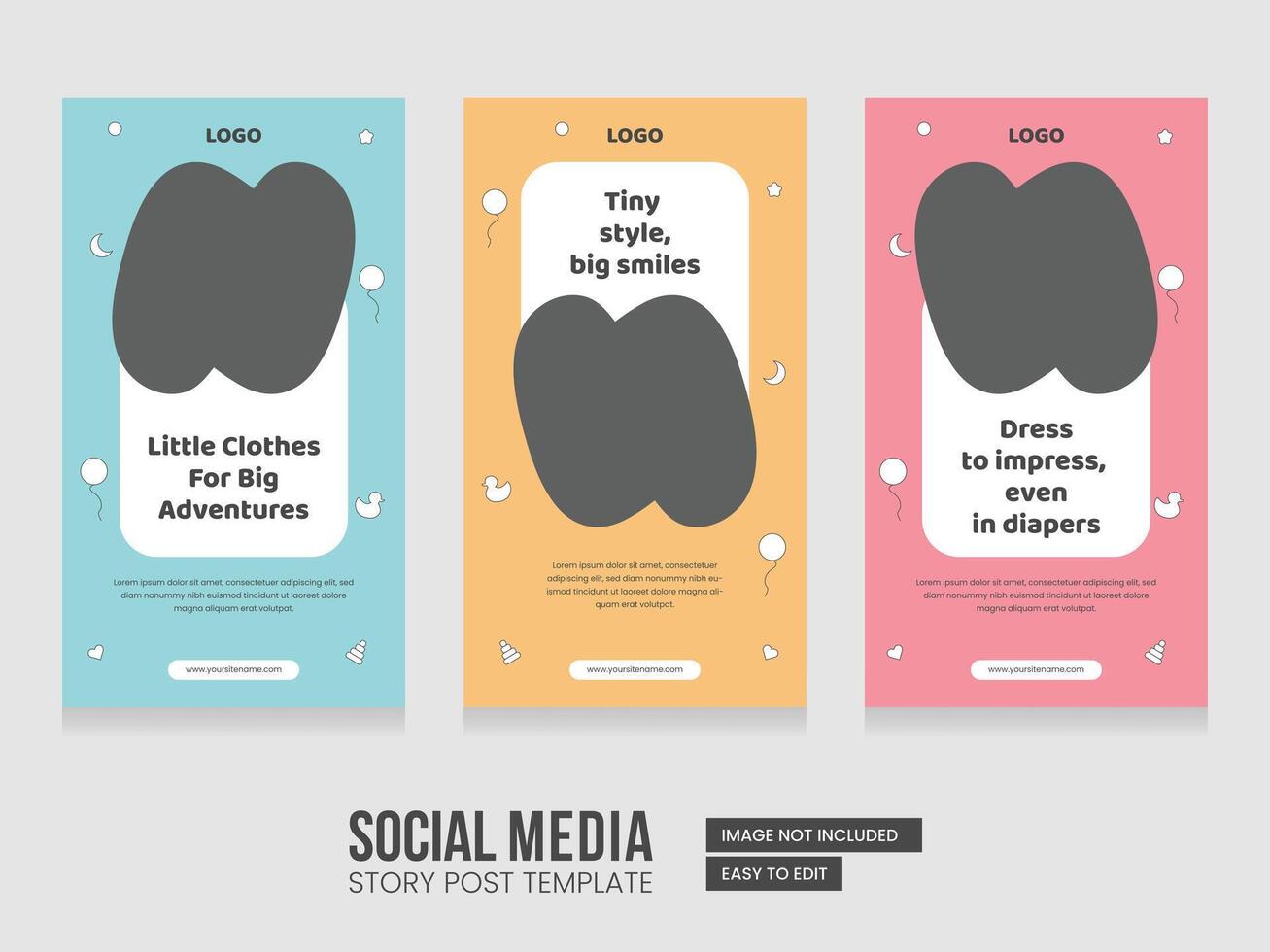 Baby shop social media stories post. Modern and creative baby shop story template. Abstract Minimalistic baby stories concept. EPS illustration. vector