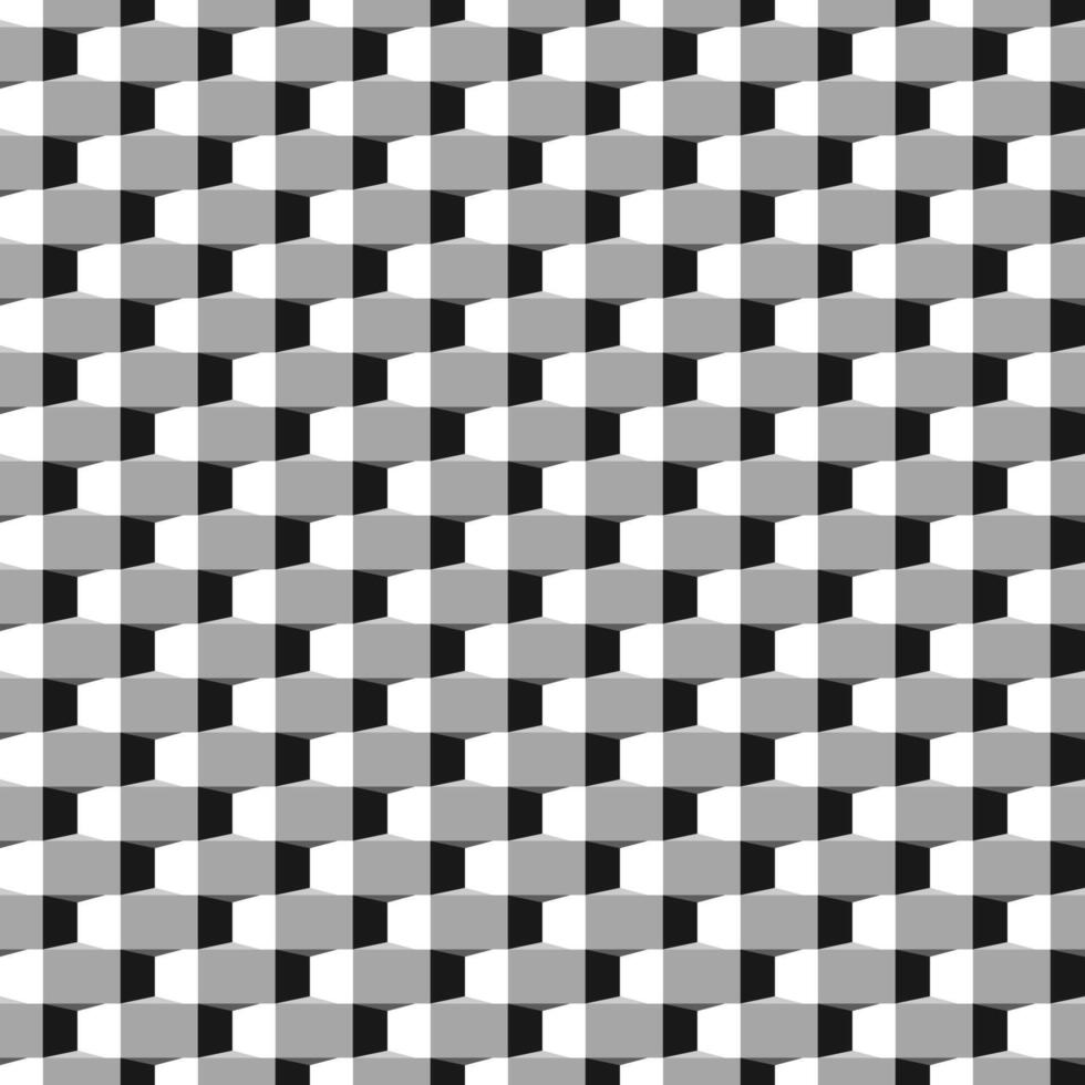seamless geometric 3d texture. Decorative black and white endless background. Monochrome tileable illusion pattern vector