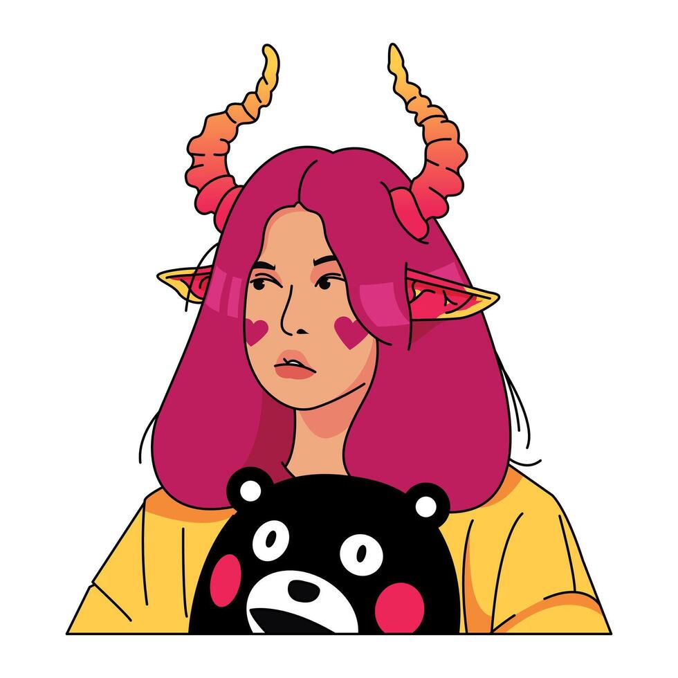 Devil girl illustration art design vector
