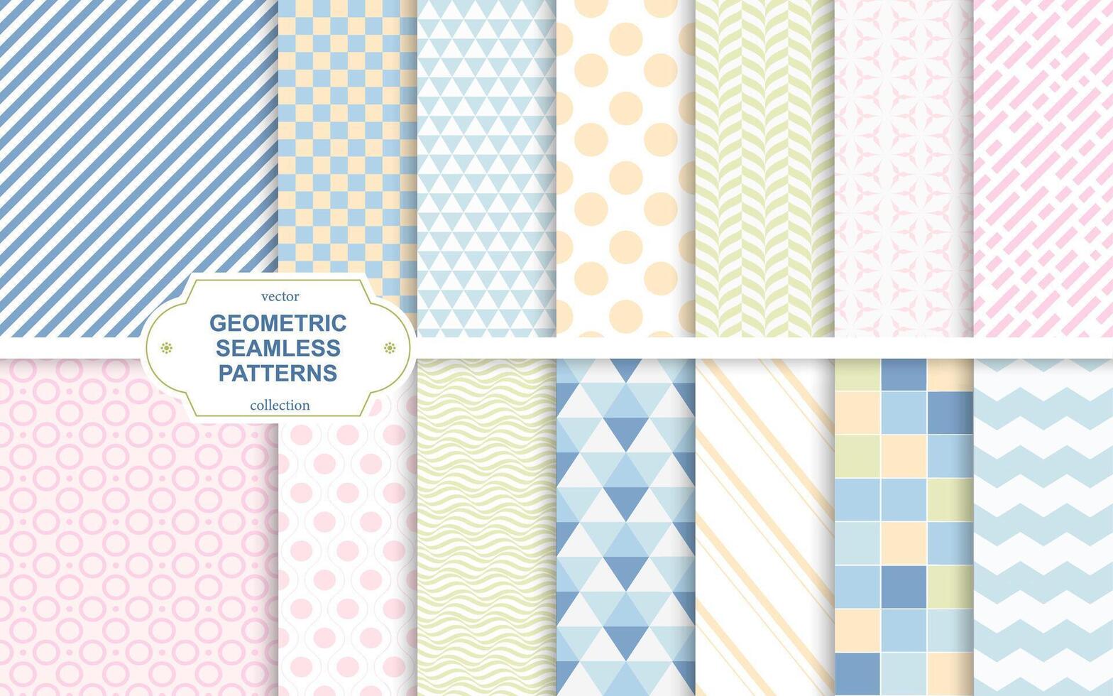 Collection of colorful seamless geometric patterns. Delicate cute modern backgrounds. Trendy bright textile prints. Vibrant endless design vector