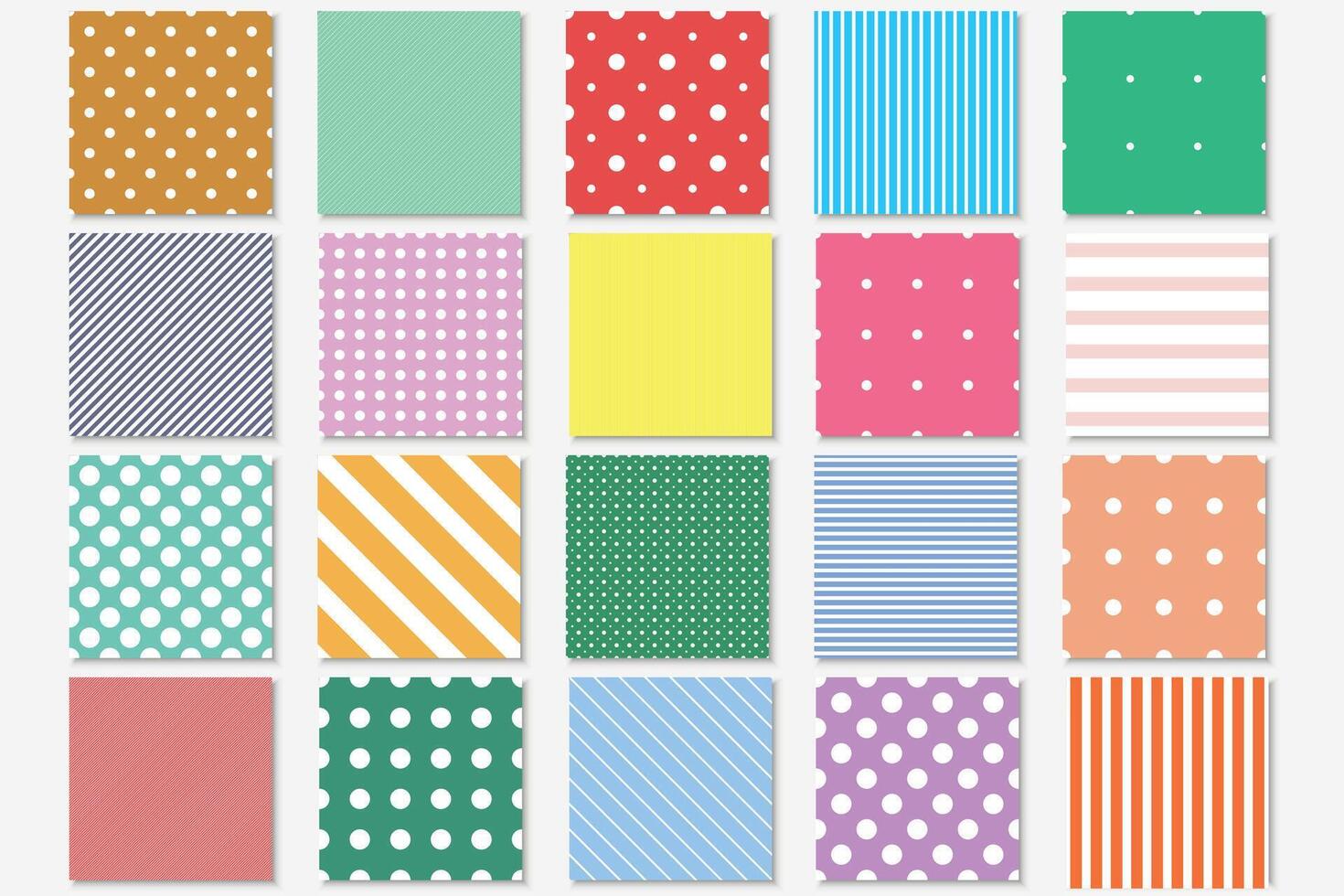 Collection of colorful geometric seamless patterns. Simple bright textures. Repeatable bright minimalistic backgrounds with polka dots and lines. Textile vibrant endless prints vector