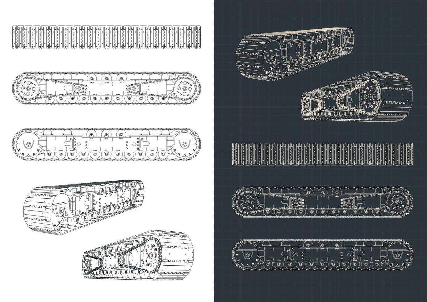 Continuous track from a large crawler crane vector