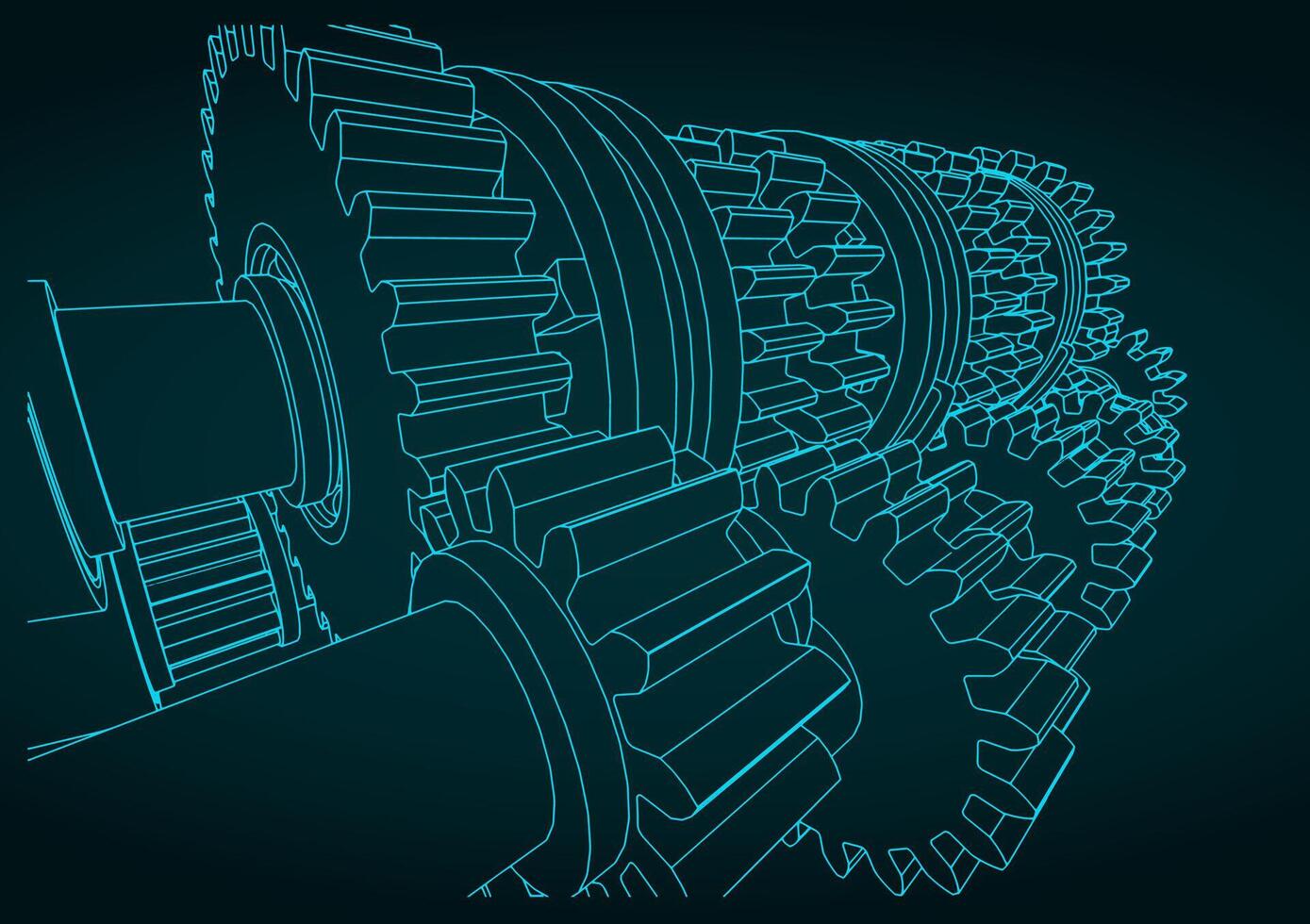 Gearbox close-up drawing vector