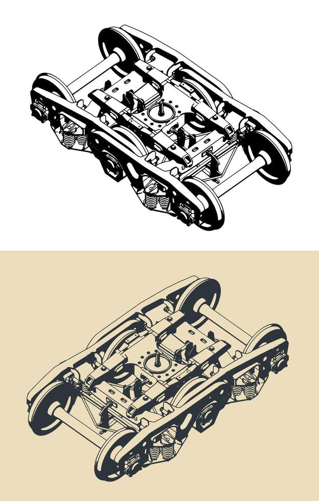 Locomotive bogie illustrations vector