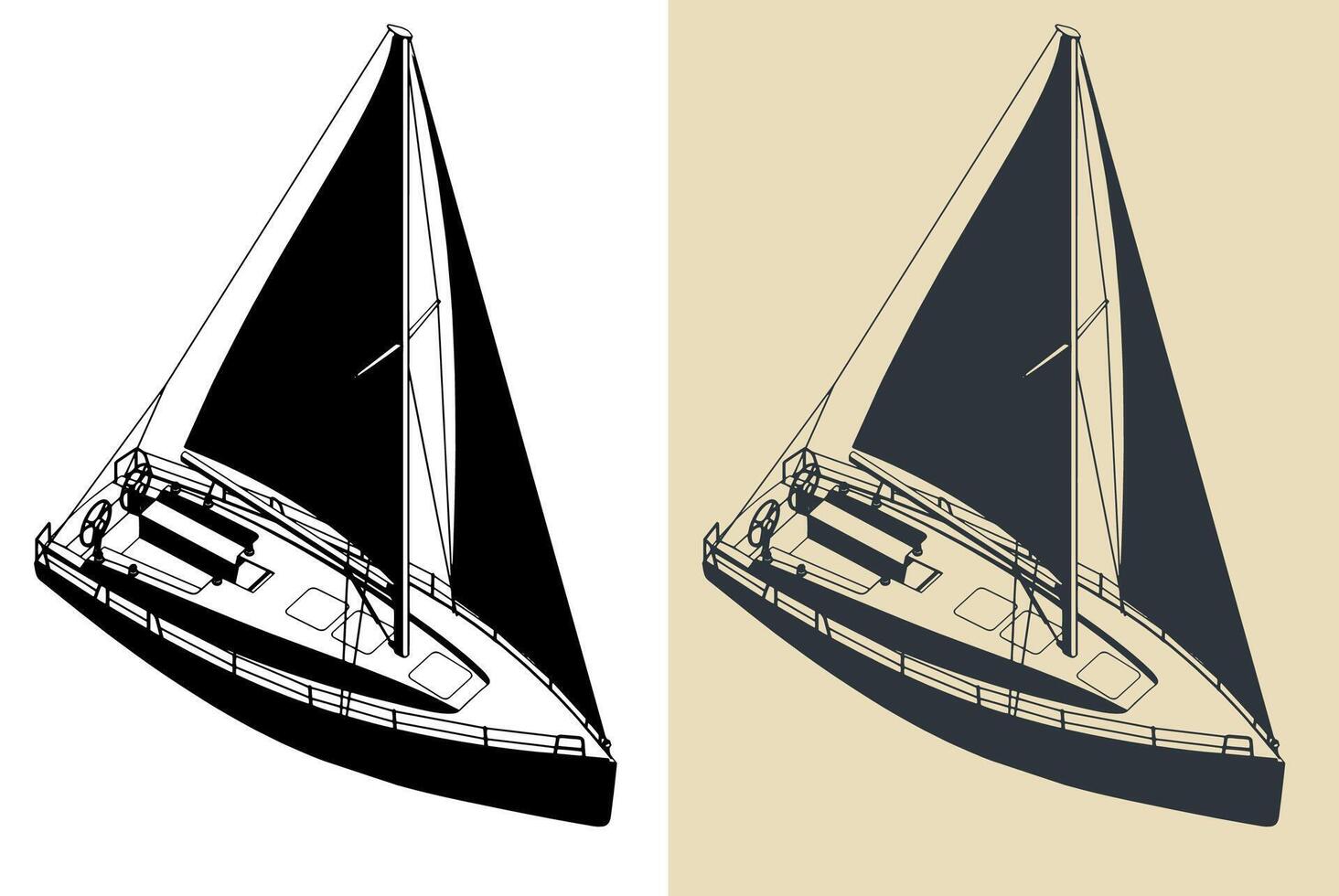 Modern sailing yacht vector