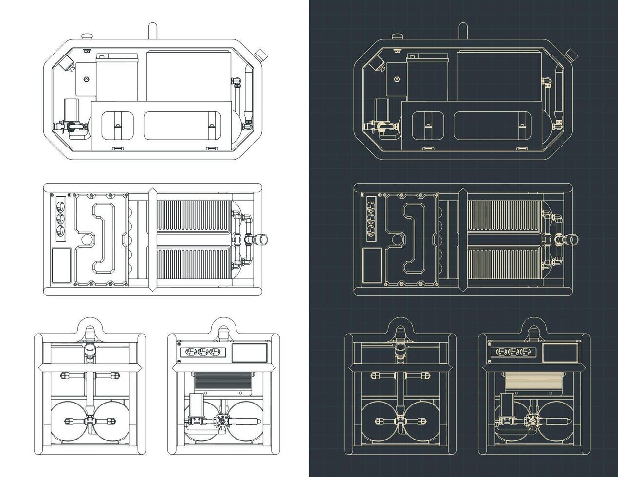 Mobile power generator blueprints vector