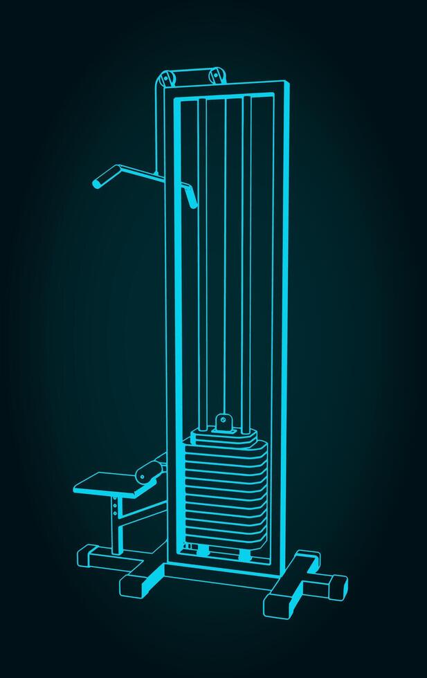 Lat pulldown machine blueprint vector