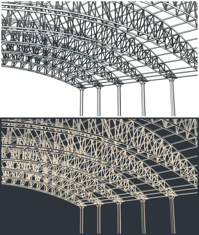 Hangar support structures close up vector