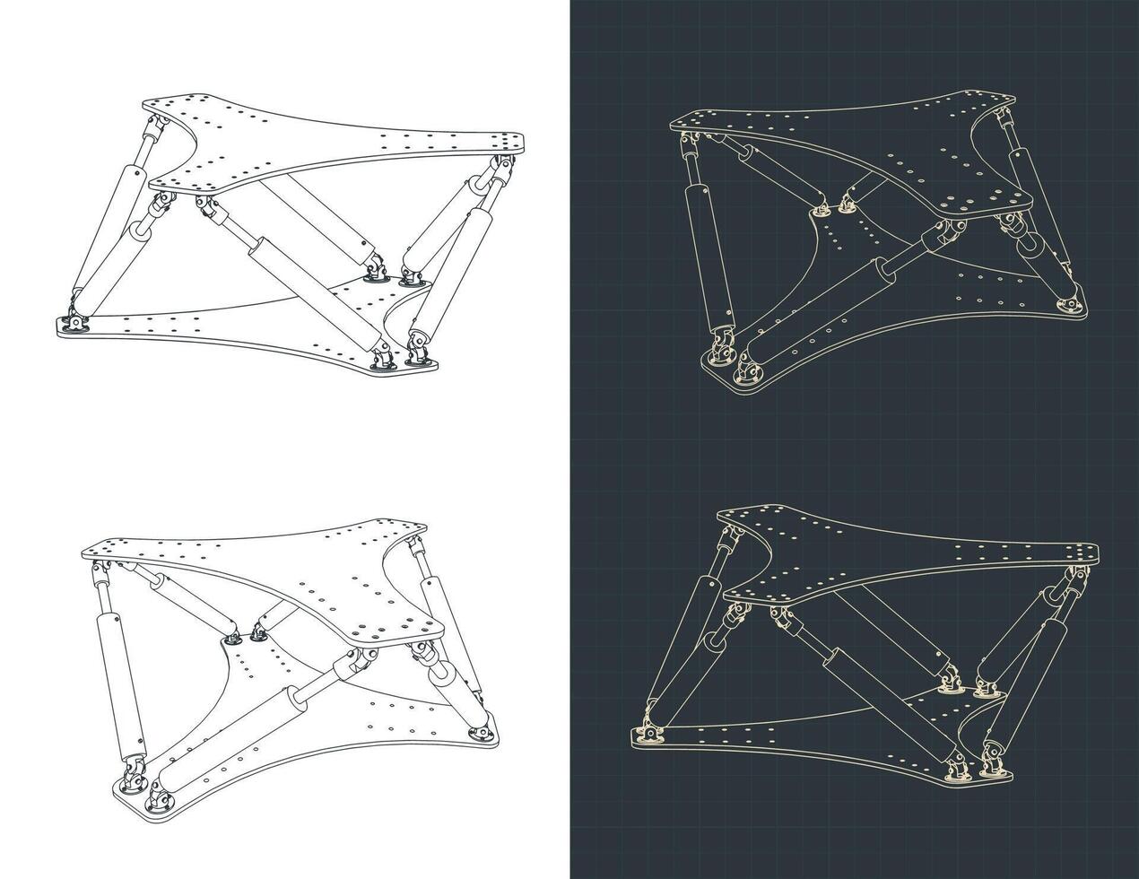Hexapod isometric blueprints vector
