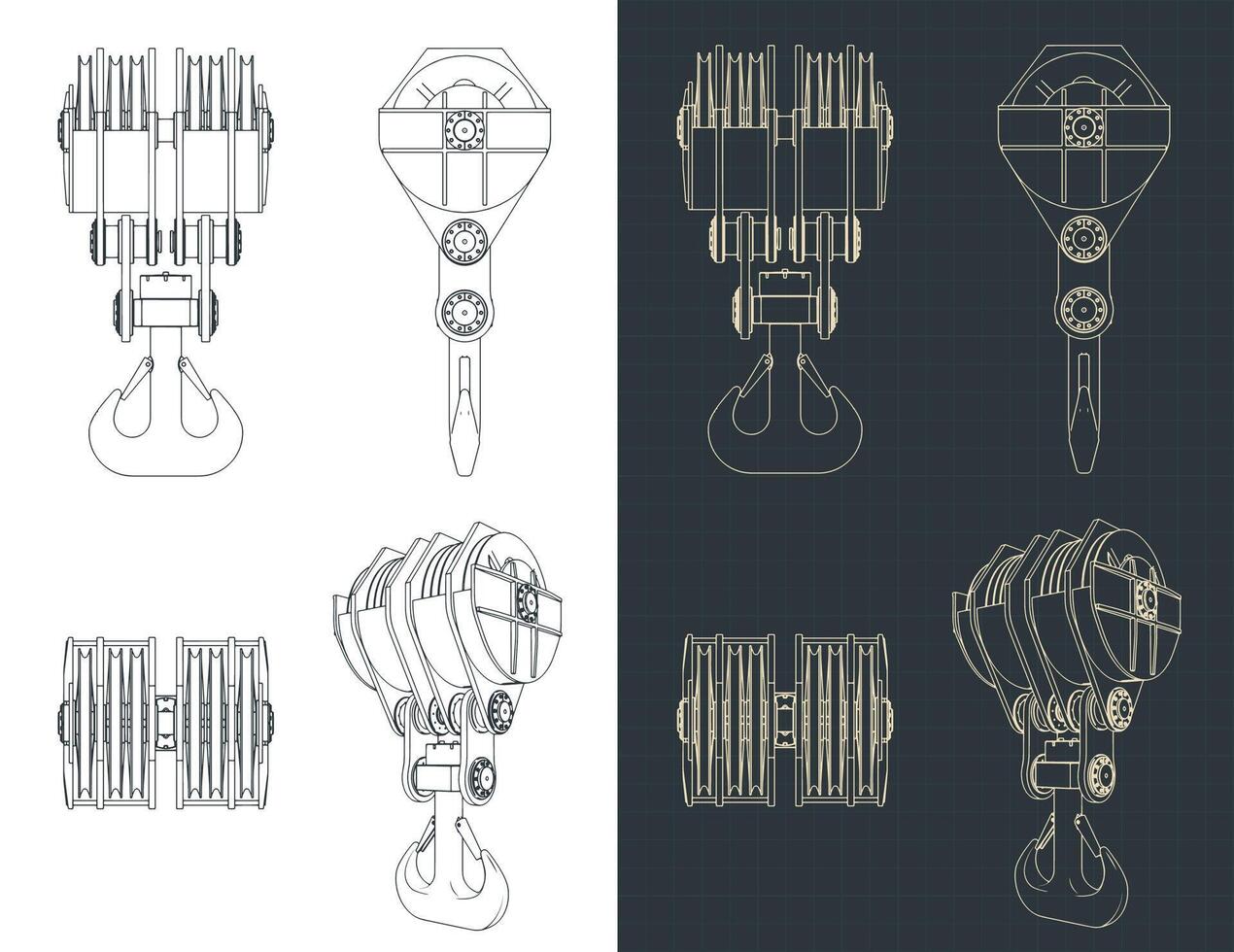 Ramshorn hook blueprints vector