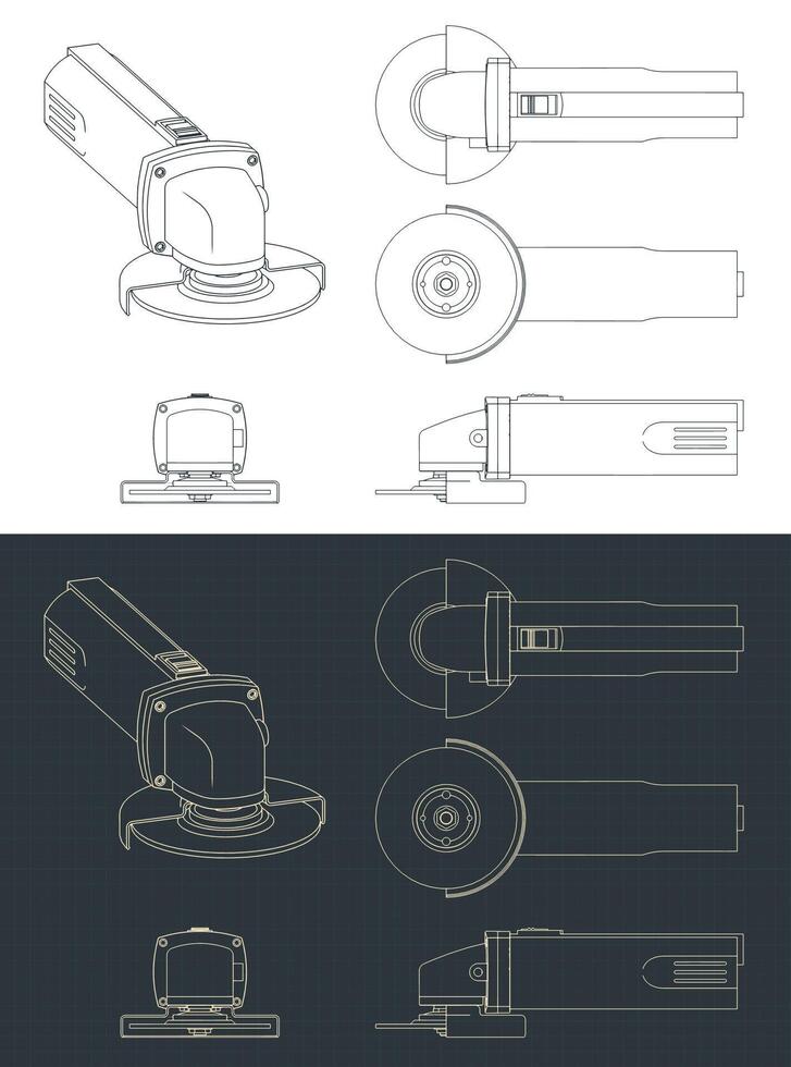 Angle grinder blueprints vector