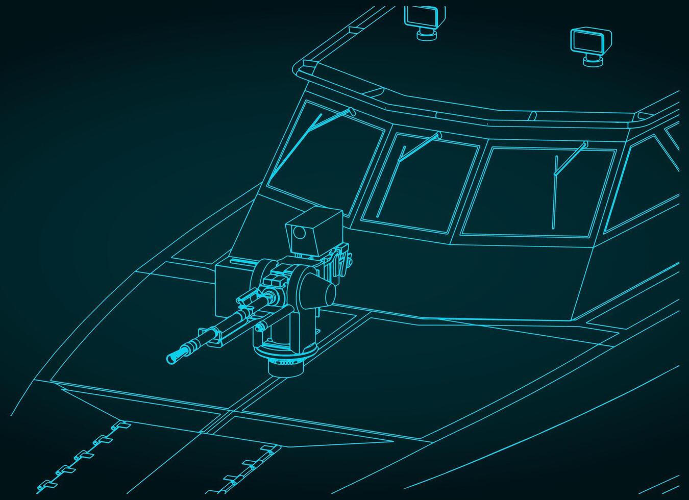 High speed patrol boat close up vector