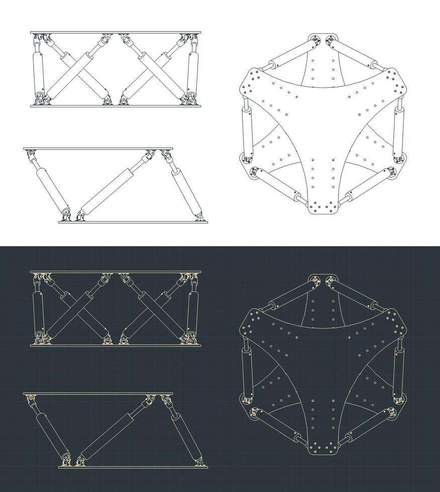 Hexapod blueprints illustrations vector