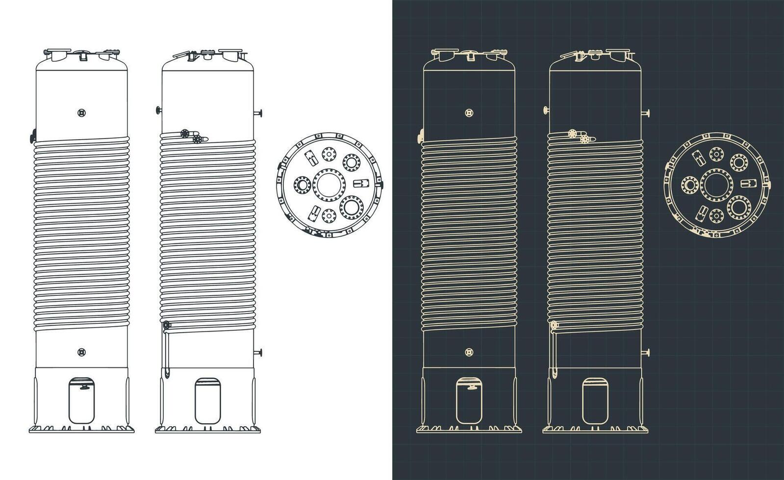 Chemical reactor blueprints vector