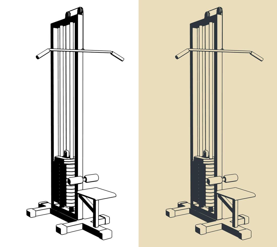 Lat pulldown exercise machine vector
