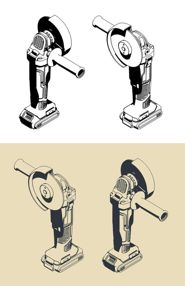 Cordless angle professional grinder illustrations vector