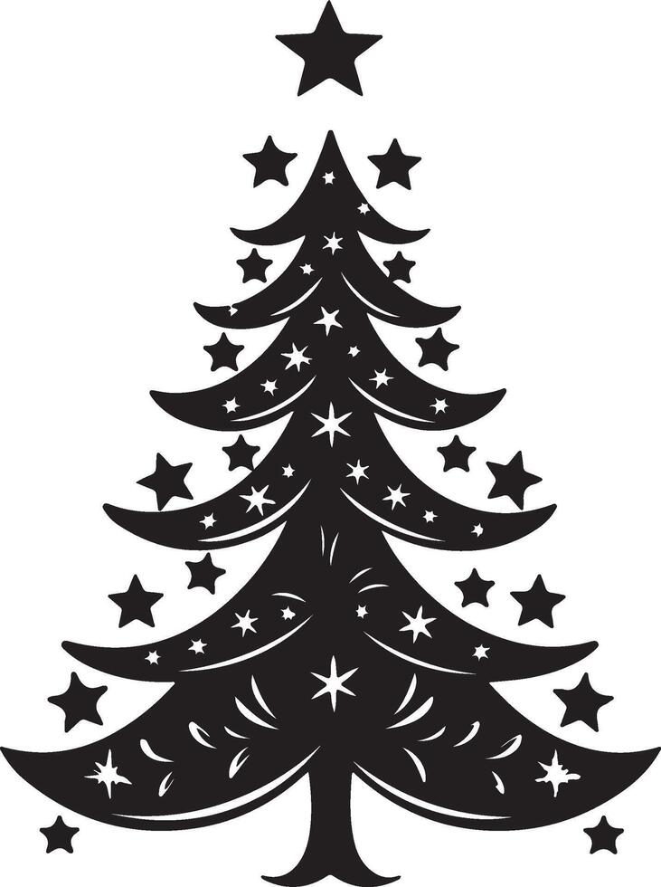 Christmas Tree Silhouette Illustration White Background vector