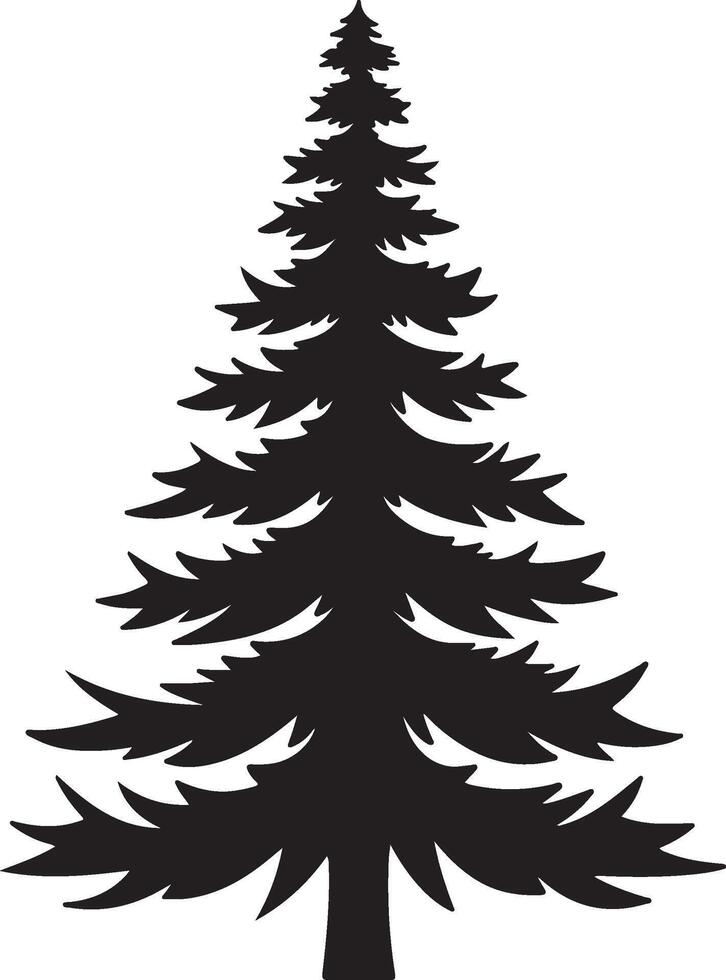 Christmas Tree Silhouette Illustration White Background vector