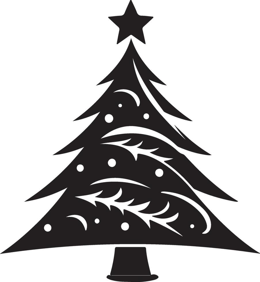 Christmas Tree Silhouette Illustration White Background vector