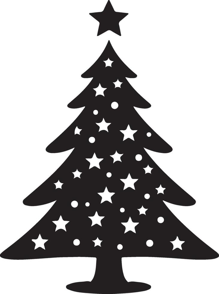 Christmas Tree Silhouette Illustration White Background vector