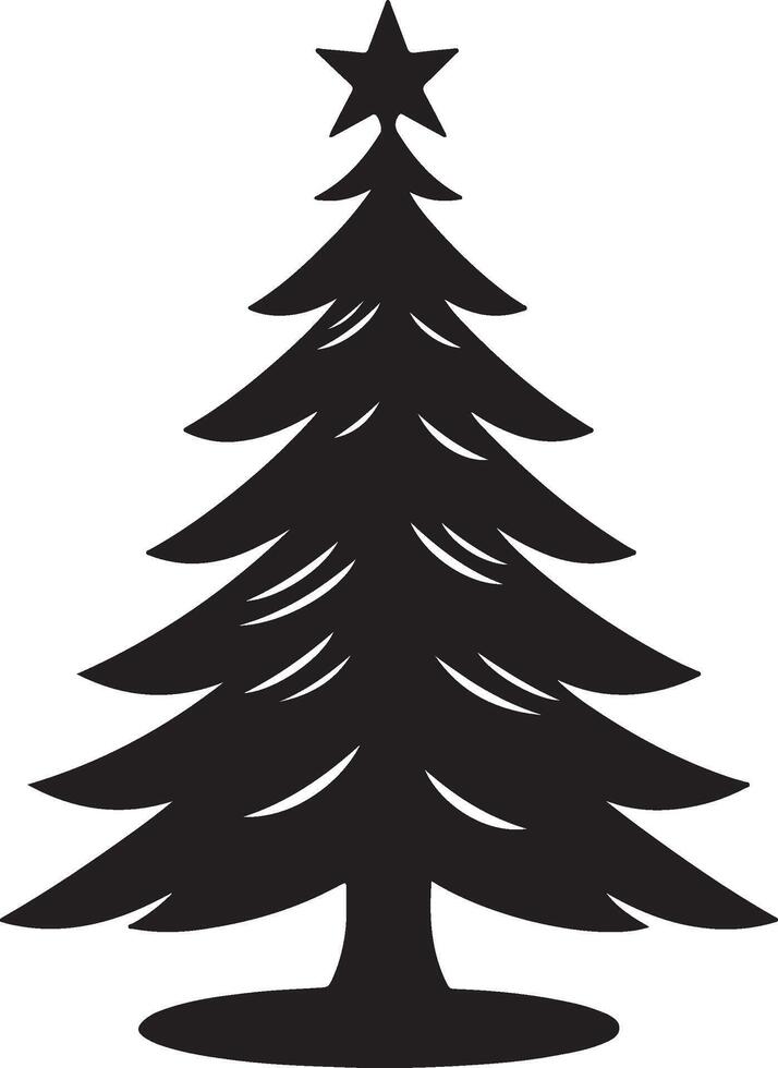 Christmas Tree Silhouette Illustration White Background vector