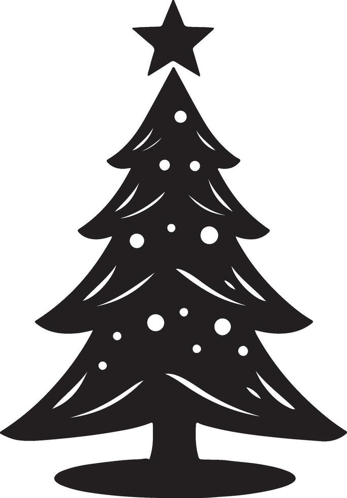 Christmas Tree Silhouette Illustration White Background vector