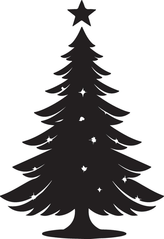 Christmas Tree Silhouette Illustration White Background vector