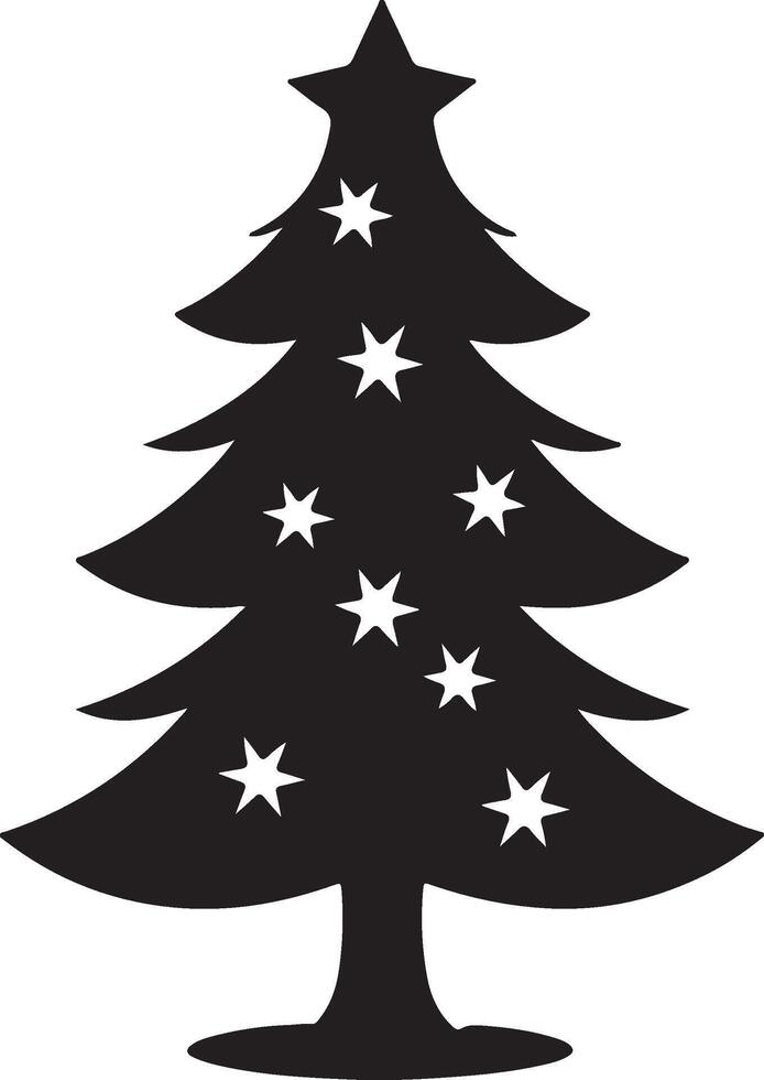 Christmas Tree Silhouette Illustration White Background vector
