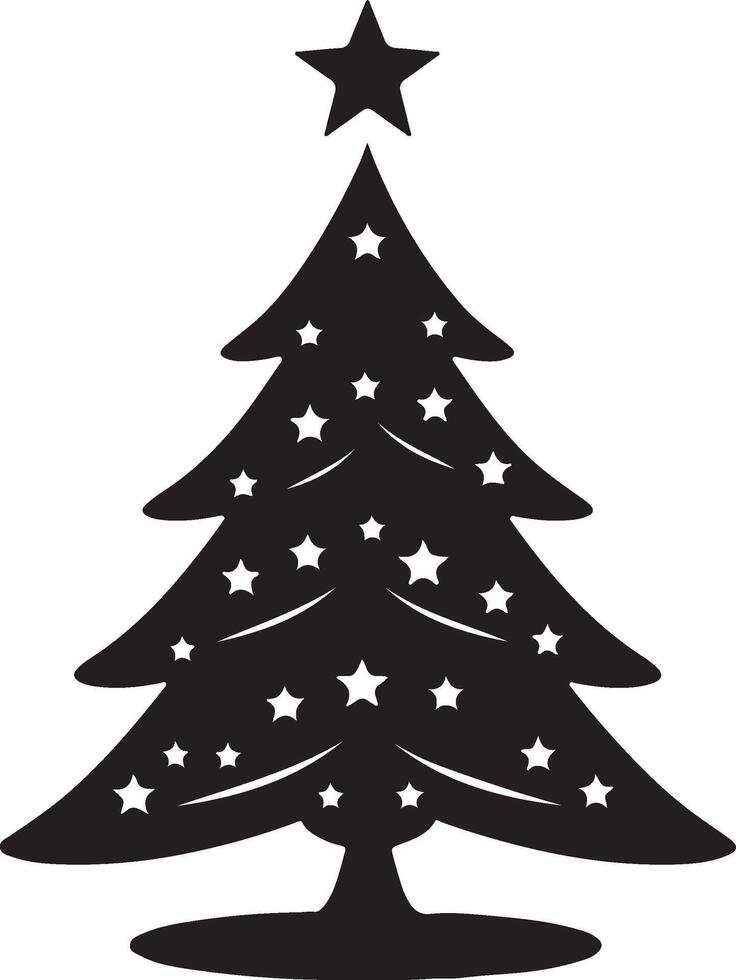 Christmas Tree Silhouette Illustration White Background vector