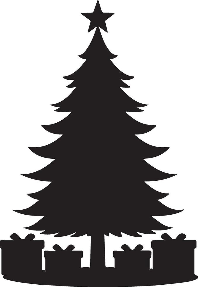 Christmas Tree Silhouette Illustration White Background vector