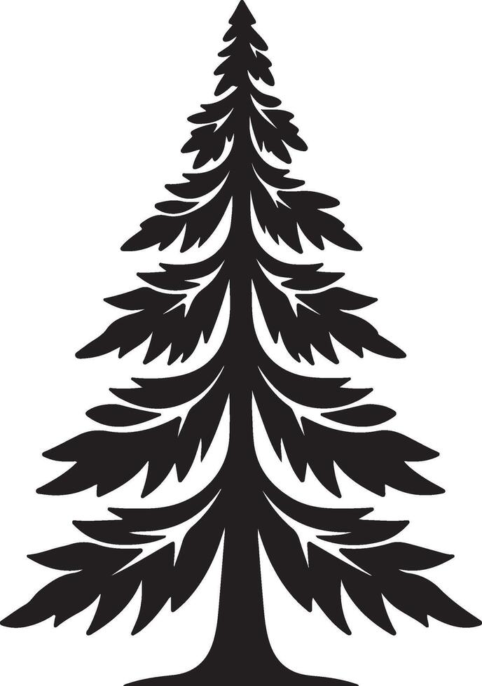 Christmas Tree Silhouette Illustration White Background vector