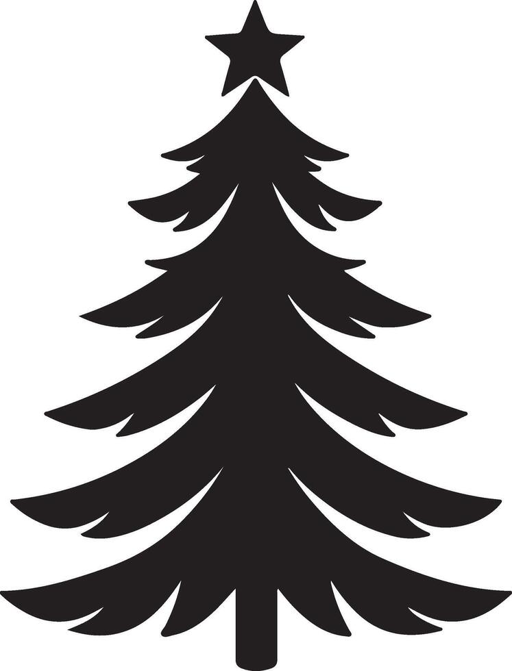 Christmas Tree Silhouette Illustration White Background vector