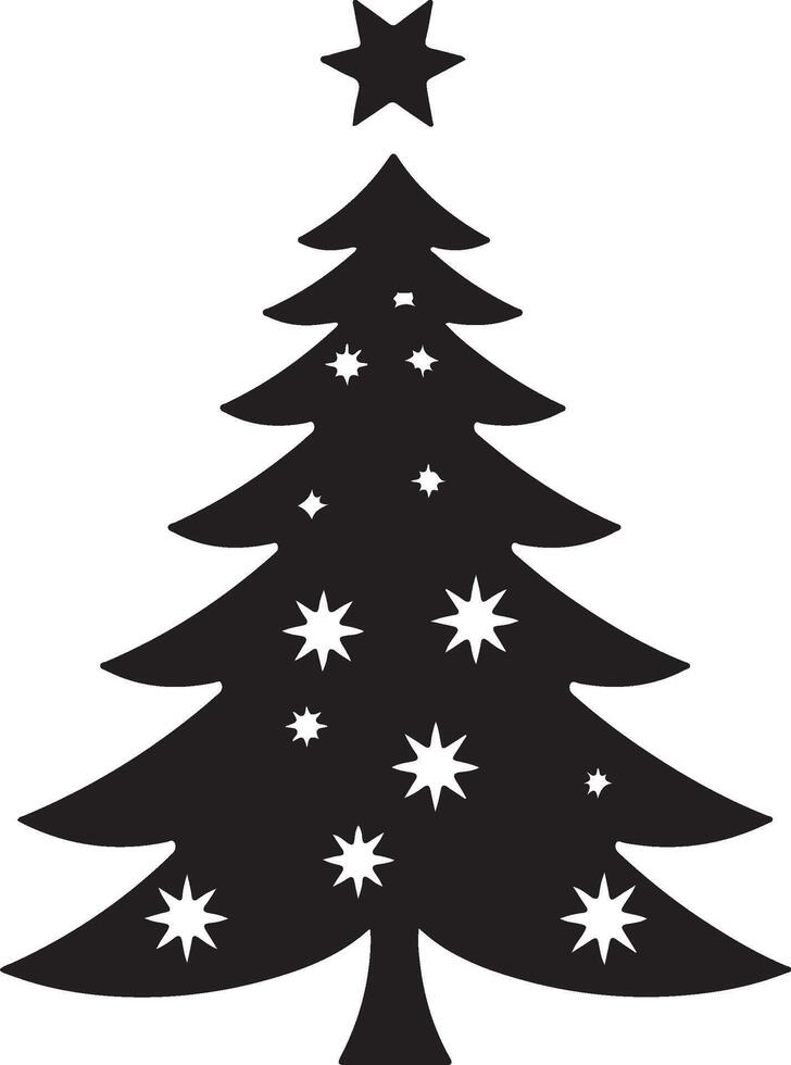 Christmas Tree Silhouette Illustration White Background vector