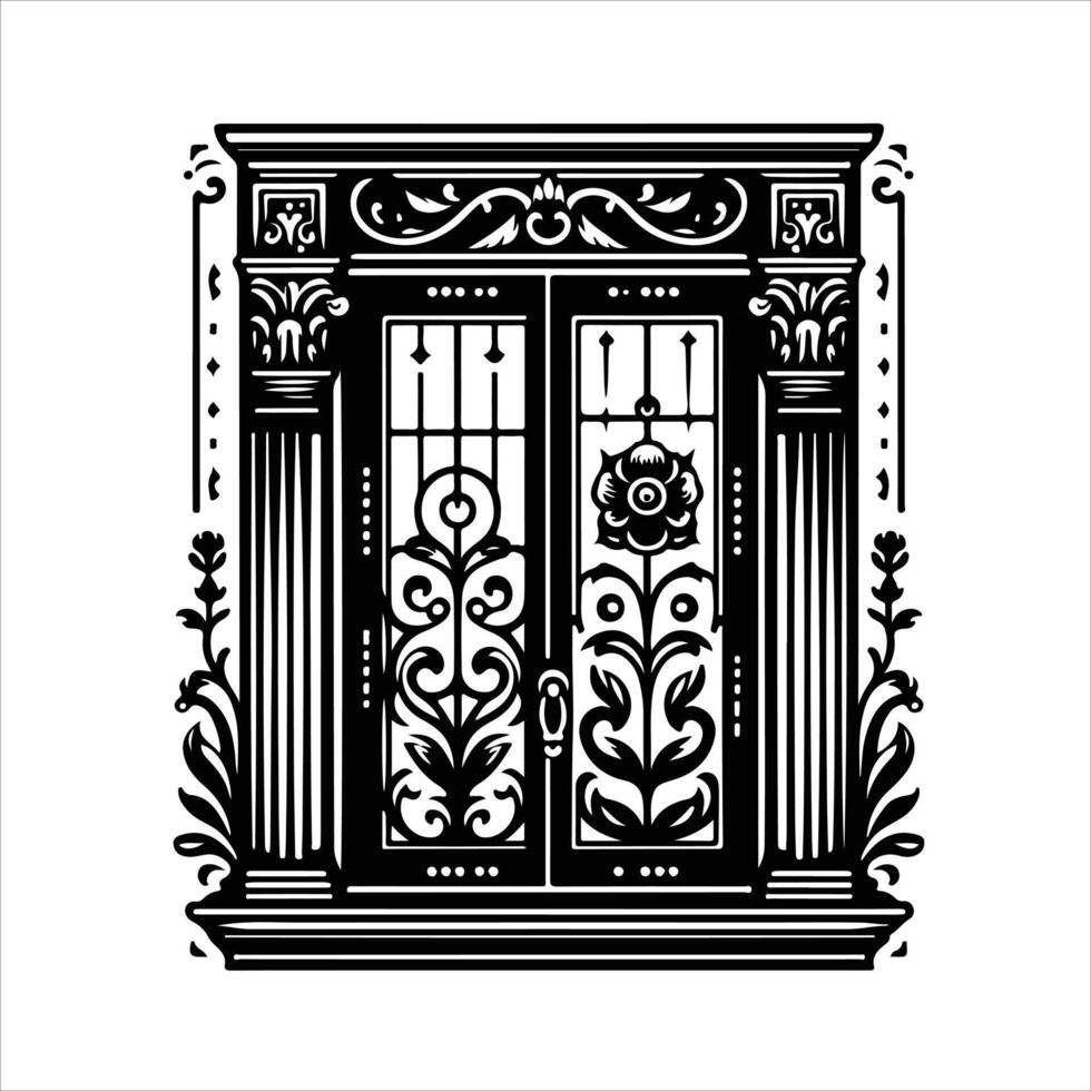 illustration of window and door, suitable for window fabrication logo and etc vector