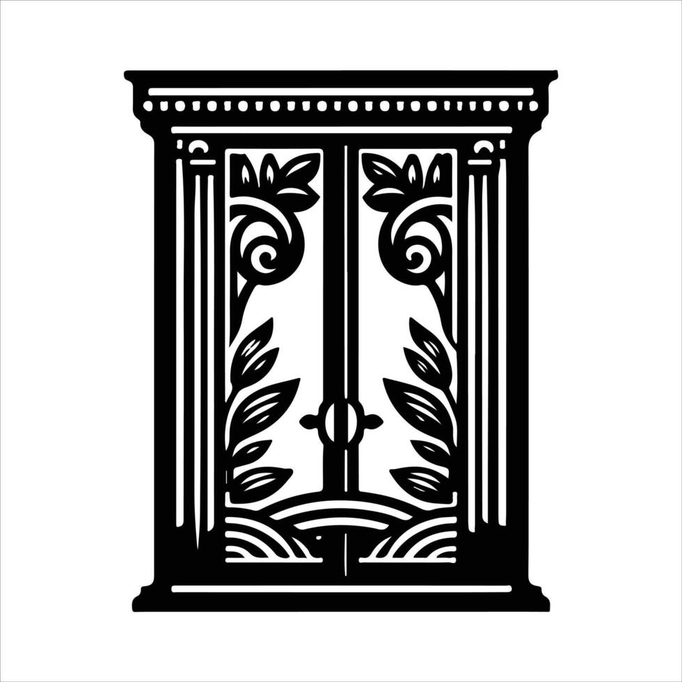 illustration of window and door, suitable for window fabrication logo and etc vector