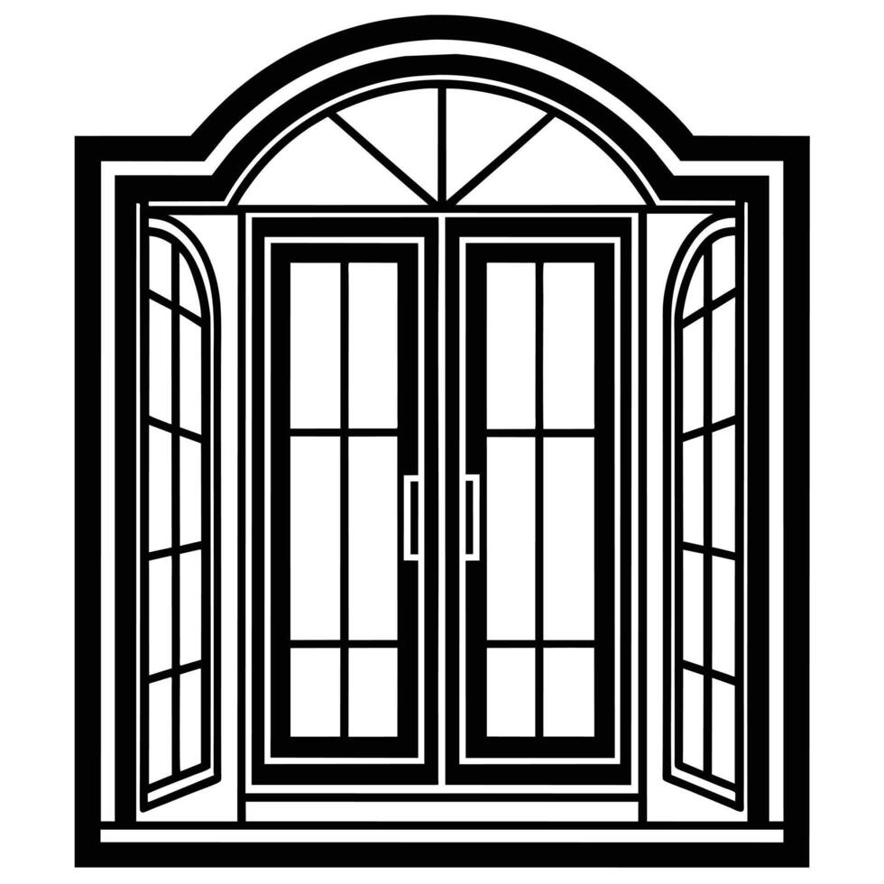 illustration of window and door, suitable for window fabrication logo and etc vector