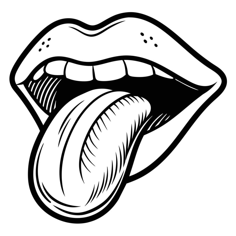 illustration of human organ, lip, mount tongue vector