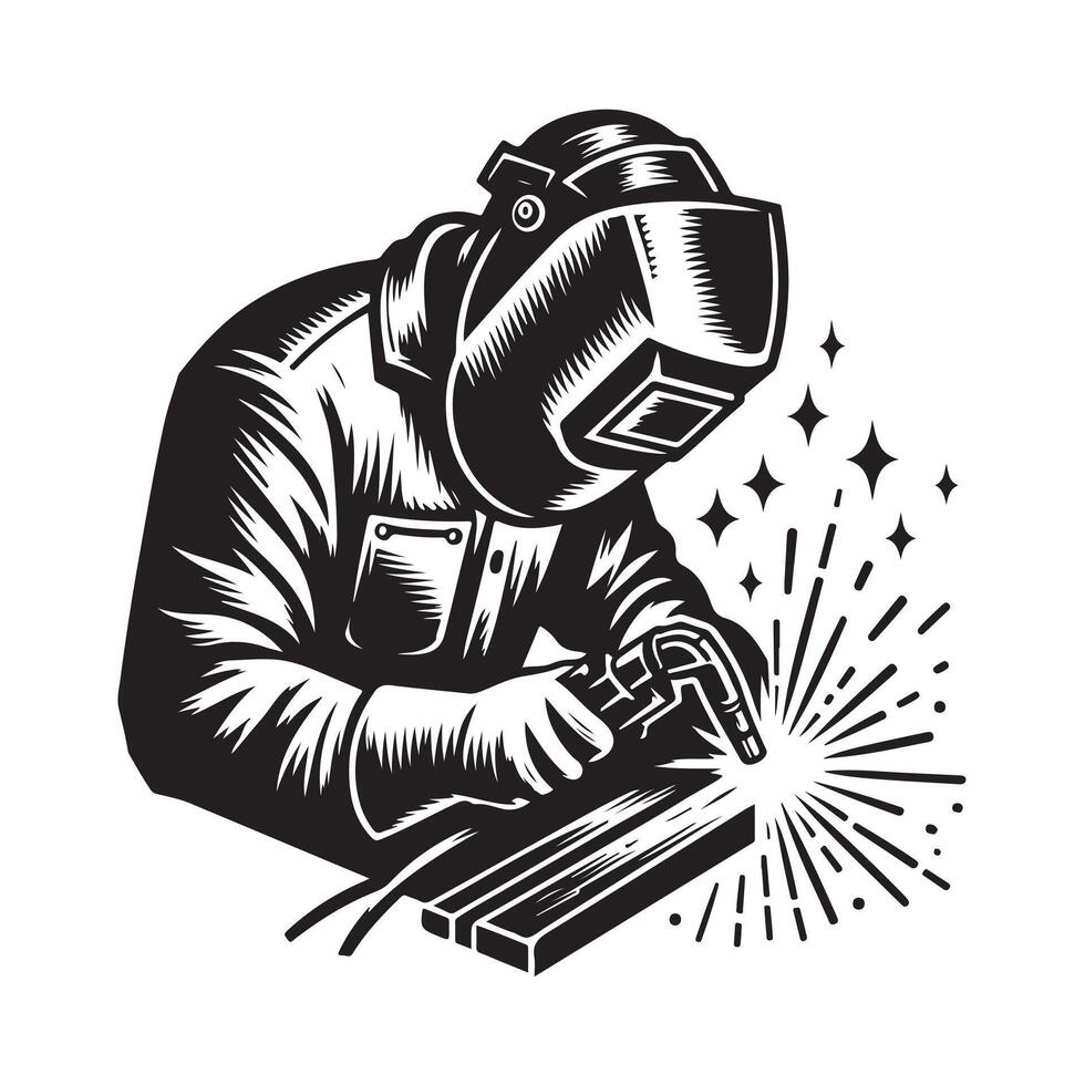 mascot logo design of welder, fabrication or metalwork vector