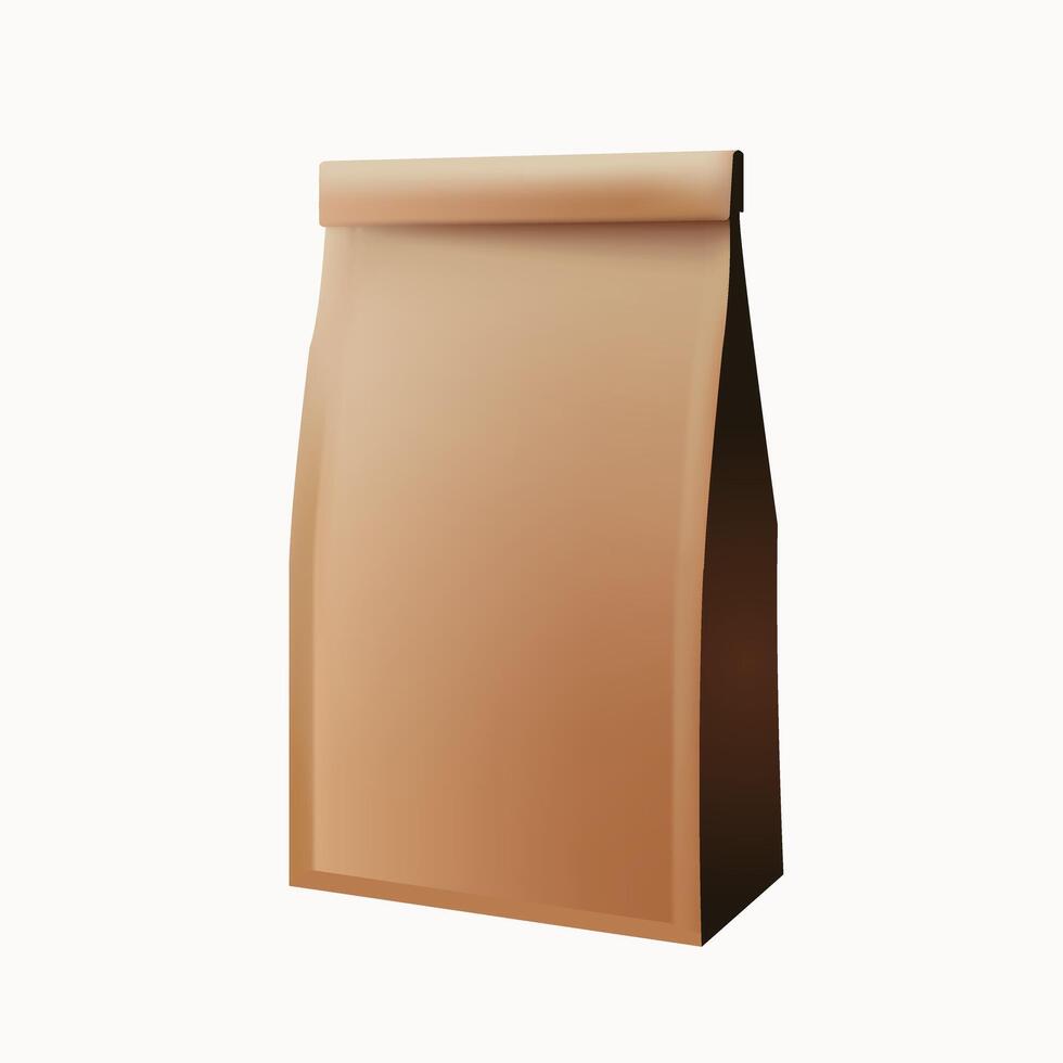 Brown craft paper bag packaging template isolated on white background. Packaging template mockup collection. Stand-up pouch Half Side view package vector