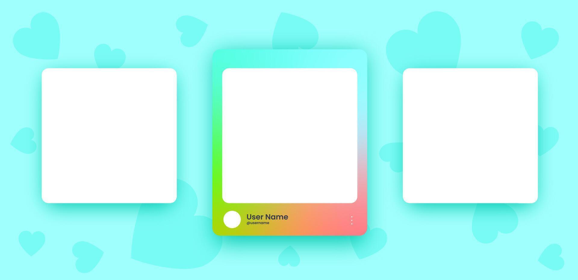 Social media frame collection template. Colorful social media interface. vector