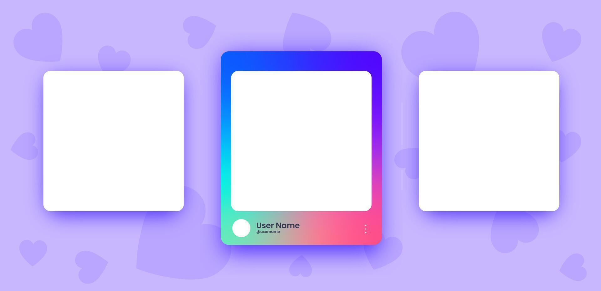 Social media frame collection template. Colorful social media interface. vector