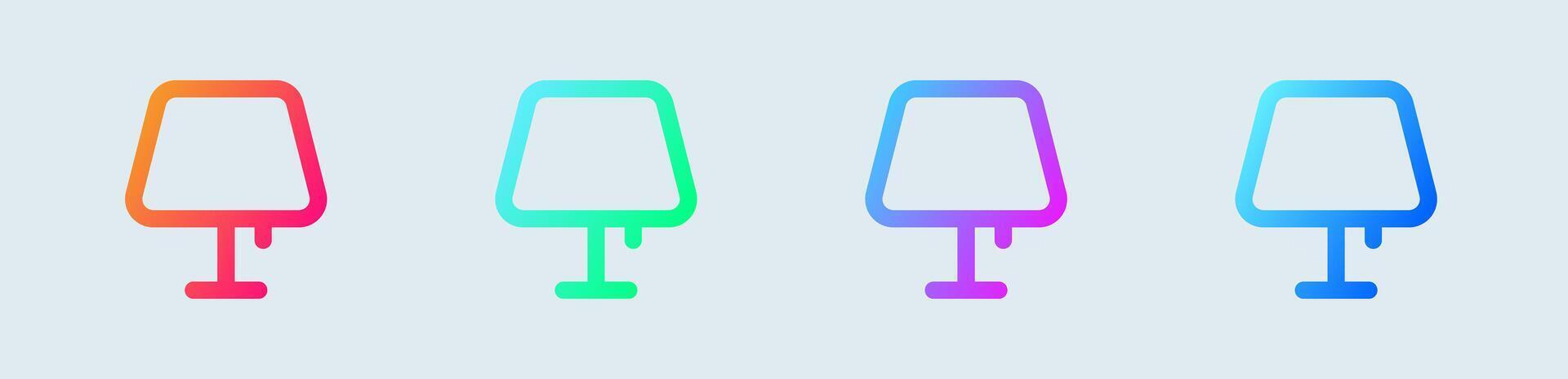 Table lamp line icon in gradient colors. Light signs illustration. vector