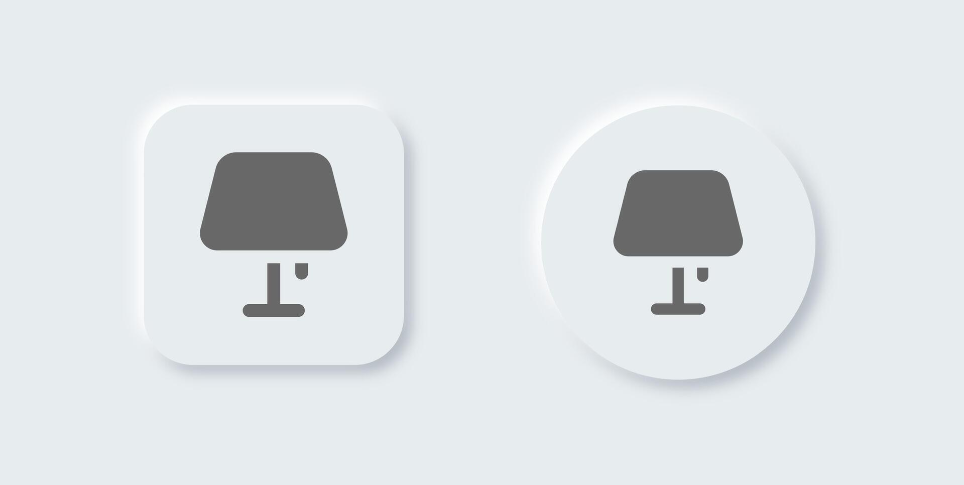 Table lamp solid icon in neomorphic design style. Light signs illustration. vector