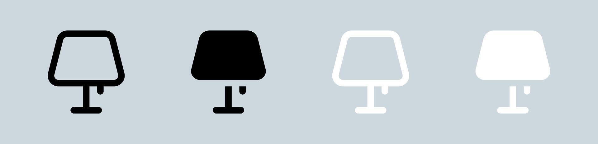 Table lamp icon set in black and white. Light signs illustration. vector