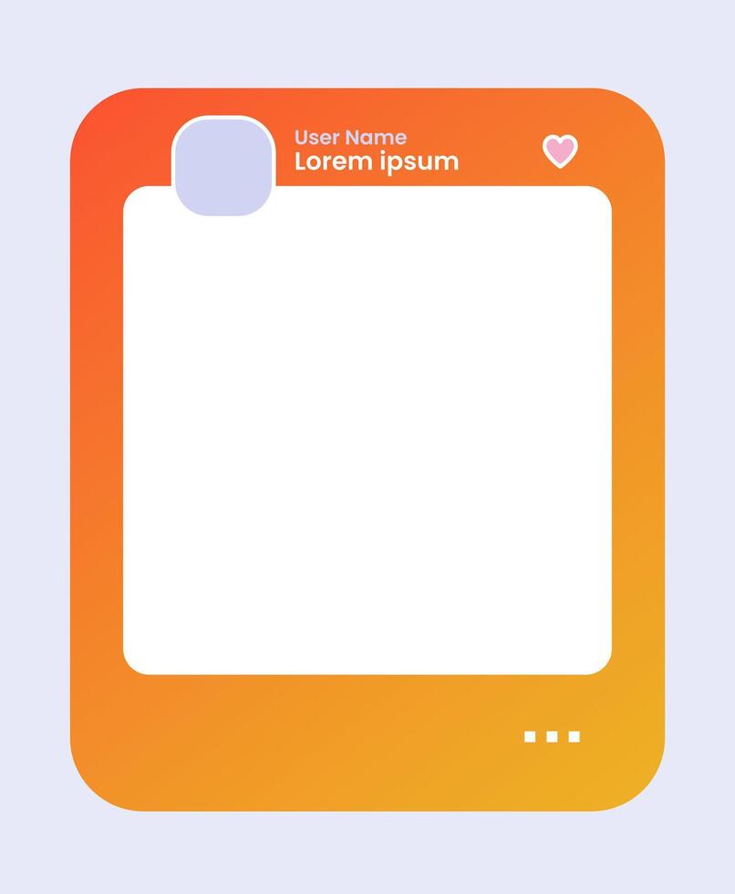 Social media frame isolated template. Colorful social media interface. vector