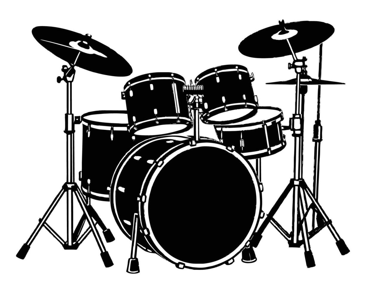 drum kit isolated on white background vector