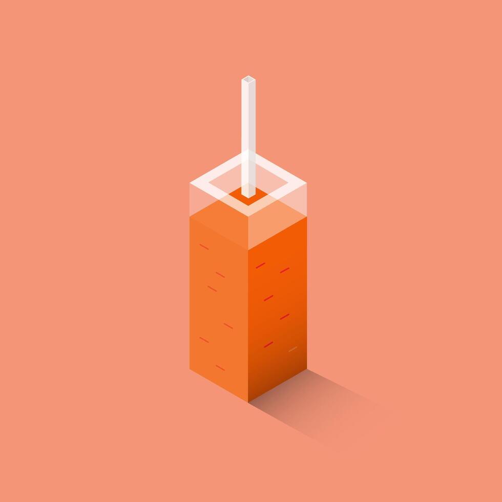 an illustration of a juice drink with an isometric style in the shape of a square with soft colors vector