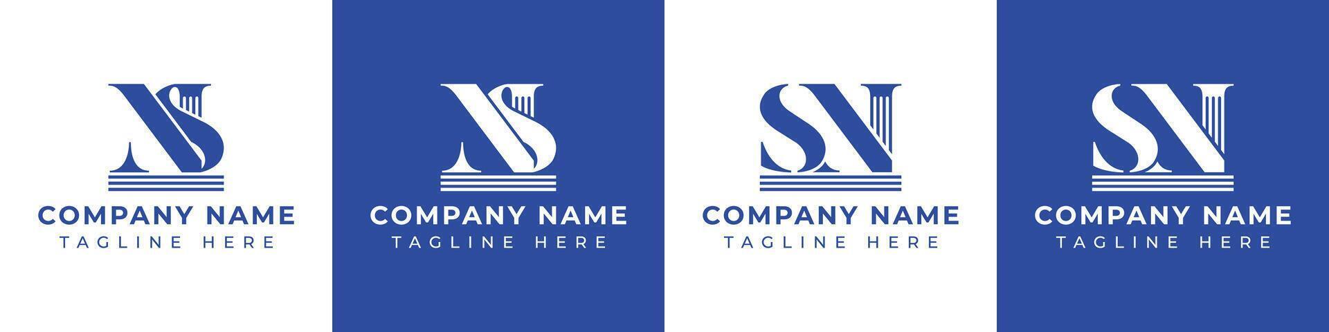 Letters NS and SN Pillar Logo, suitable for business with NS and SN related to Pillar vector
