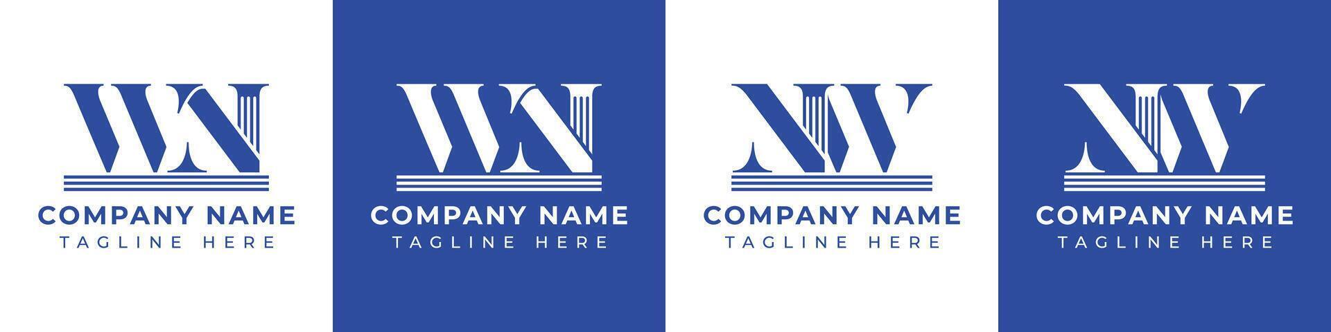 Letters NW and WN Pillar Logo, suitable for business with NW and WN related to Pillar vector